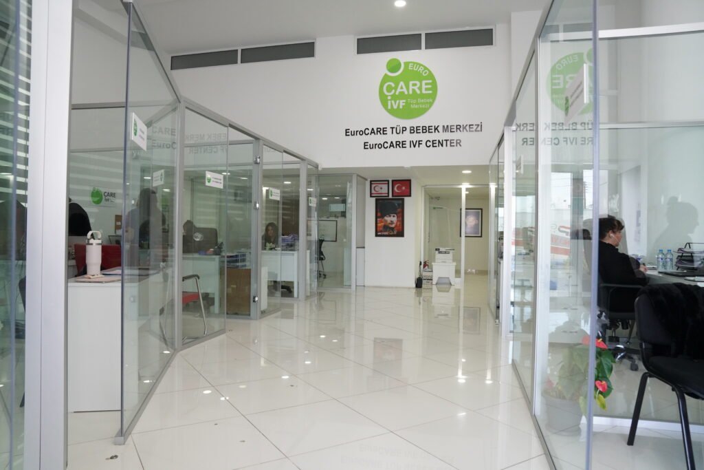 The hallway between workspaces at EuroCARE IVF Clinic in Northern Cyprus – a modern medical space.